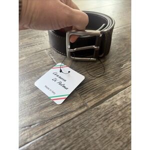 Gennaro Di Palma Brown Leather Belt Silver Buckle NWT Size 42 ‎ Made in Italy